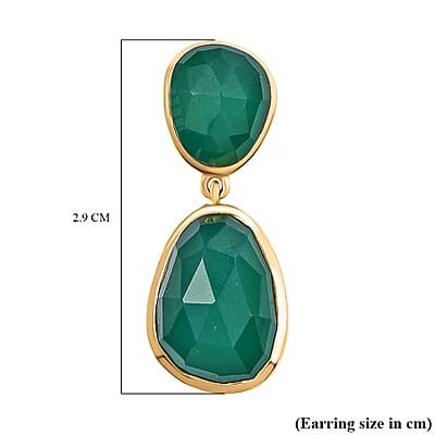 D'Joy Green Onyx 14.60 ctw Earrings in 18K Vermeil Yellow Gold Over Sterling Silver