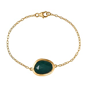 D&rsquo;Joy Green Onyx 9.10 ctw Bracelet in 18K Vermeil Yellow Gold Over Sterling Silver (7.50 In)