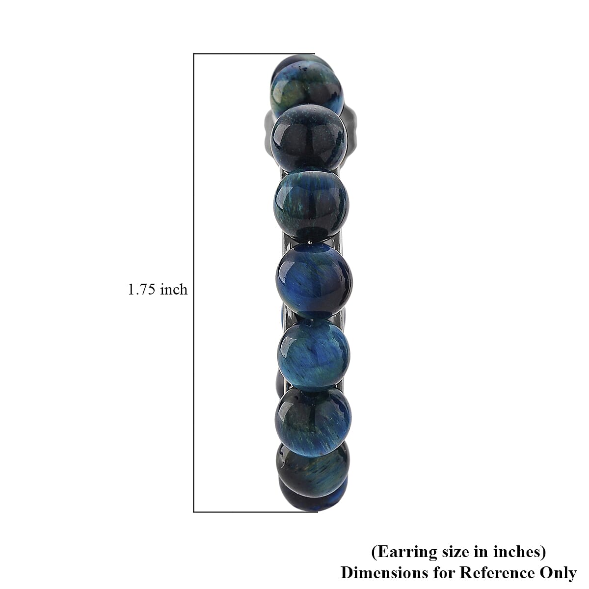 Blue Tiger’s Eye (D) 20.00 ctw Beaded Hoop Earrings in Silvertone Stainless Steel image number 5