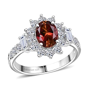 D'Joy Byzantine Tourmaline, Lab Grown Diamond Timeless Halo Ring in Rhodium Over Sterling Silver 2.40 ctw (Size 6.0)