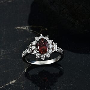 D'Joy Byzantine Tourmaline, Lab Grown Diamond Timeless Halo Ring in Rhodium Over Sterling Silver 2.40 ctw (Size 6.0)