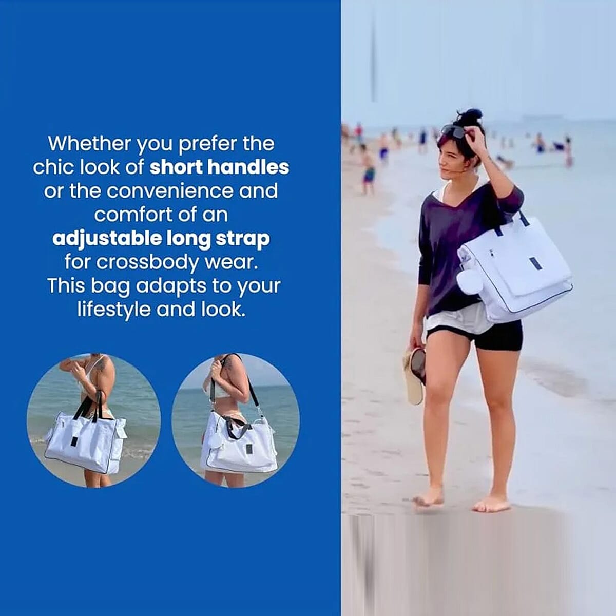 Closeout White Waterproof Extra Large Tote Bag with Coin Purse image number 4