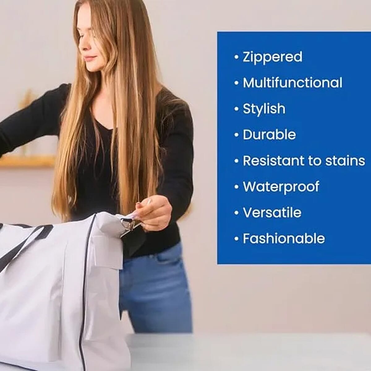 Closeout White Waterproof Extra Large Tote Bag with Coin Purse image number 5