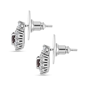 D'Joy Royal Lavender Spinel and White Zircon 1.90 ctw Classic Halo Earrings in Rhodium Over Sterling Silver