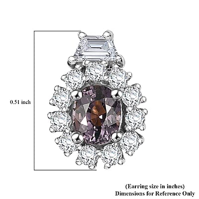 D'Joy Royal Lavender Spinel and White Zircon 1.90 ctw Classic Halo Earrings in Rhodium Over Sterling Silver