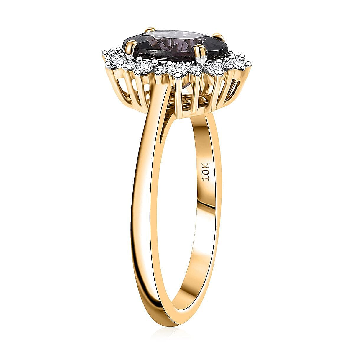 Luxoro AAA Royal Lavender Spinel and G-H I2 Diamond 2.30 ctw Violet Majesty Ring in 10K Yellow Gold (Size 10.0) image number 3