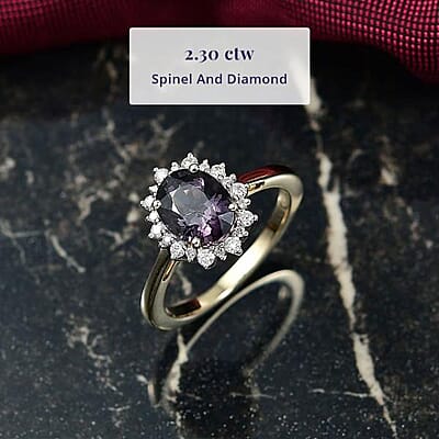 Luxoro AAA Royal Lavender Spinel and G-H I2 Diamond 2.30 ctw Violet Majesty Ring in 10K Yellow Gold (Size 11.0)
