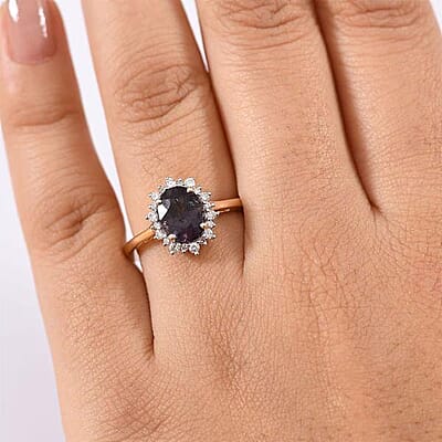 Luxoro AAA Royal Lavender Spinel and G-H I2 Diamond 2.30 ctw Violet Majesty Ring in 10K Yellow Gold (Size 12.0)