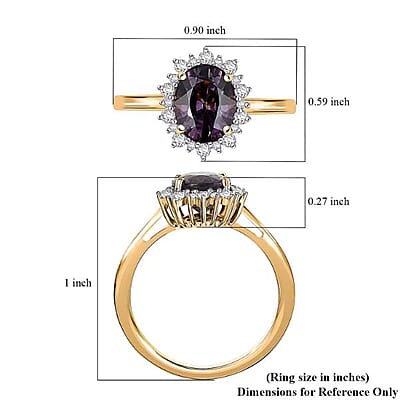 Luxoro AAA Royal Lavender Spinel and G-H I2 Diamond 2.30 ctw Violet Majesty Ring in 10K Yellow Gold (Size 12.0)