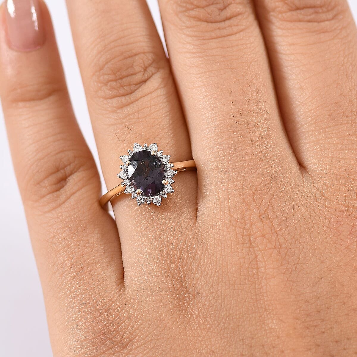 Luxoro AAA Royal Lavender Spinel and G-H I2 Diamond 2.30 ctw Violet Majesty Ring in 10K Yellow Gold (Size 5.0) image number 2