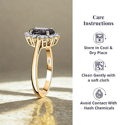 Luxoro AAA Royal Lavender Spinel and G-H I2 Diamond 2.30 ctw Violet Majesty Ring in 10K Yellow Gold (Size 5.0)