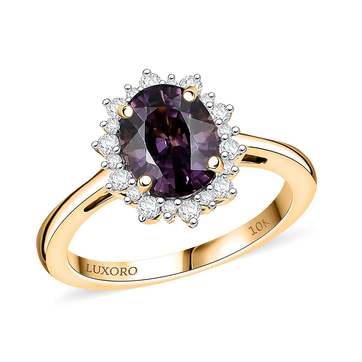 Luxoro AAA Royal Lavender Spinel and G-H I2 Diamond 2.30 ctw Violet Majesty Ring in 10K Yellow Gold (Size 7.0) image number 0