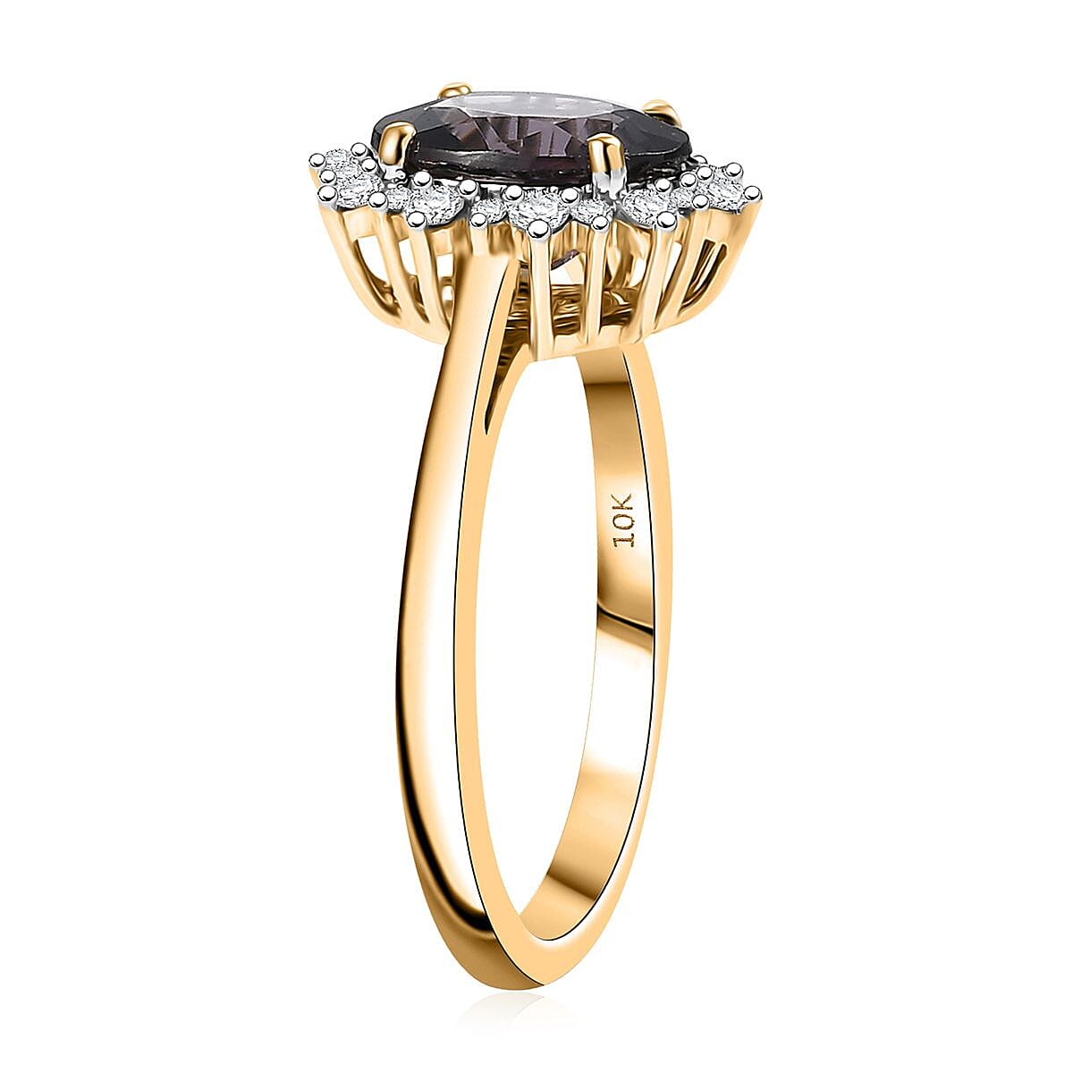 Luxoro AAA Royal Lavender Spinel and G-H I2 Diamond 2.30 ctw Violet Majesty Ring in 10K Yellow Gold (Size 7.0) image number 3