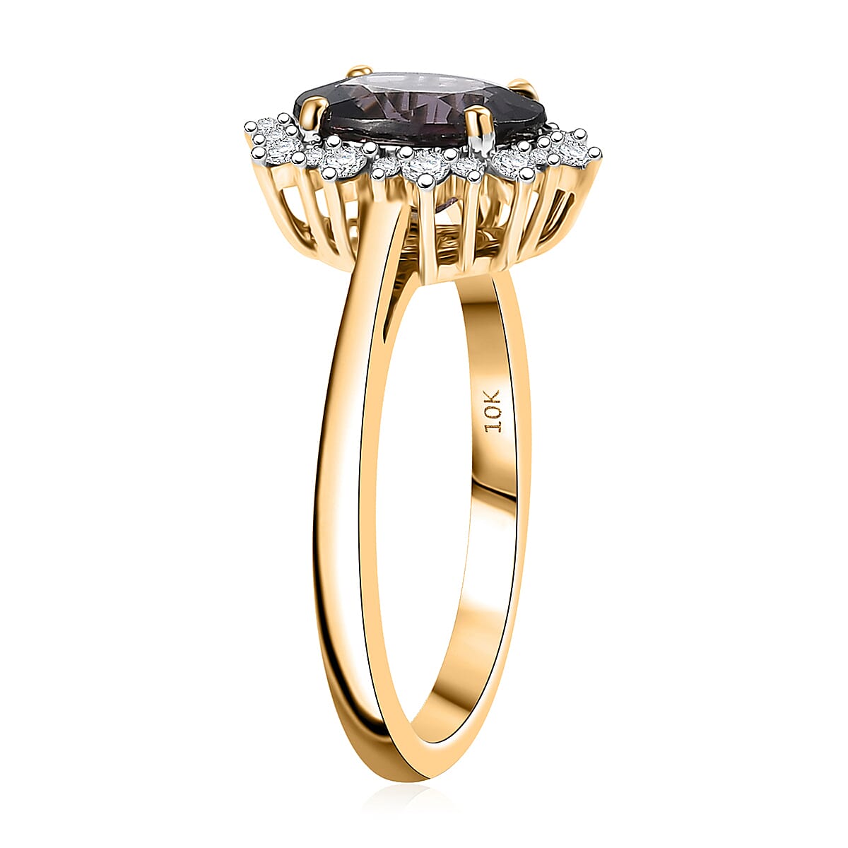 Luxoro AAA Royal Lavender Spinel and G-H I2 Diamond 2.30 ctw Violet Majesty Ring in 10K Yellow Gold (Size 8.0) image number 3