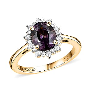Luxoro AAA Royal Lavender Spinel and G-H I2 Diamond 2.30 ctw Violet Majesty Ring in 10K Yellow Gold (Size 8.5)