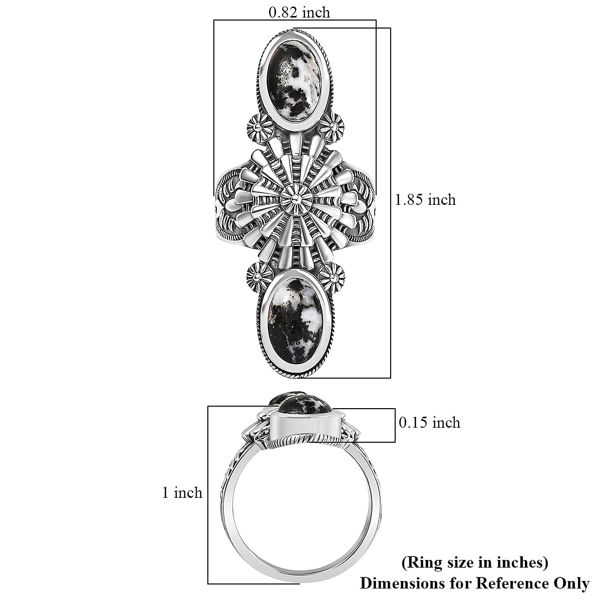 D'Joy Artisan Crafted White Buffalo 4.85 ctw Ring in Sterling Silver (Size 10.0) image number 5