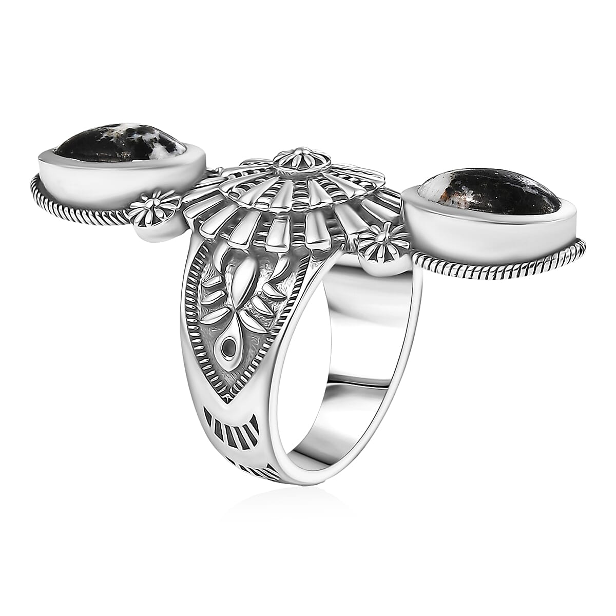 D'Joy Artisan Crafted White Buffalo 4.85 ctw Ring in Sterling Silver (Size 11.0) image number 3