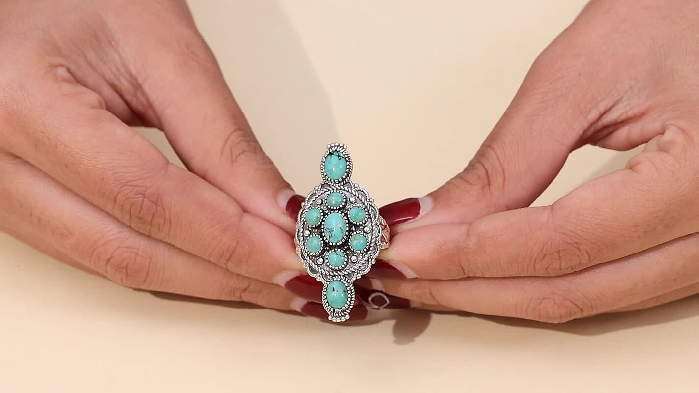 D'Joy Artisan Crafted Tahoe Naveda Turquoise 4.25 ctw Ring in Sterling Silver
