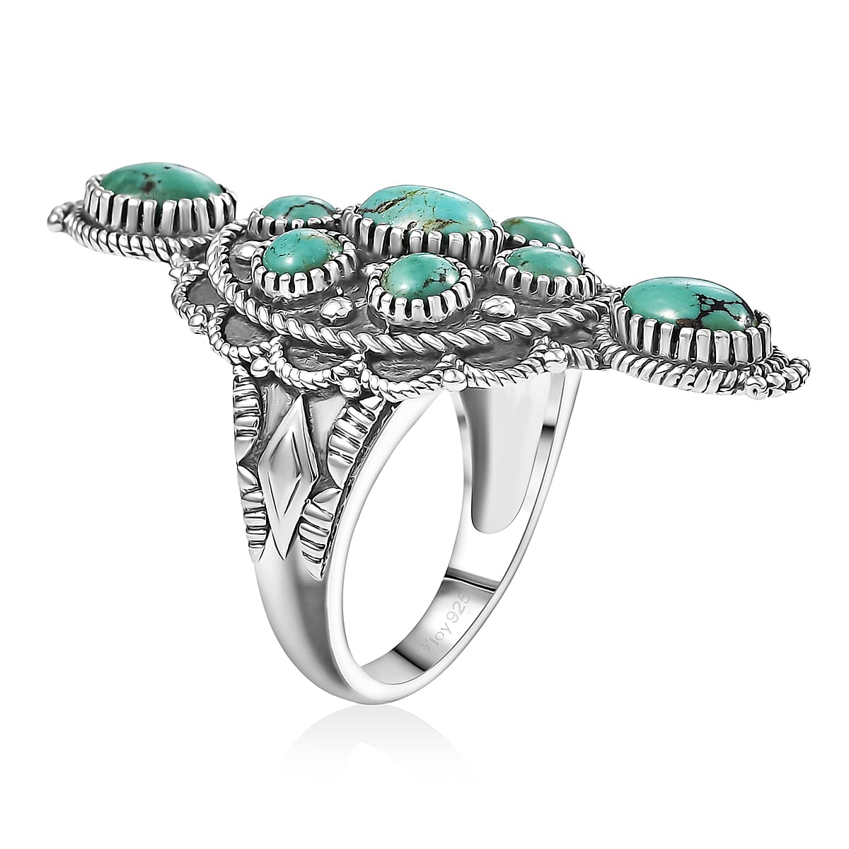 D'Joy Artisan Crafted Tahoe Naveda Turquoise 4.25 ctw Ring in Sterling Silver (Size 10.0) image number 3
