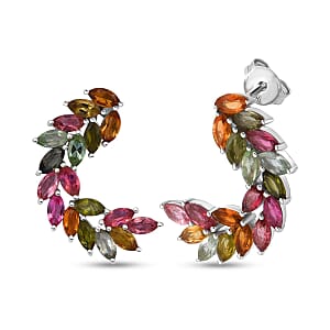 D'Joy Multi-Tourmaline 2.75 ctw Earrings in Rhodium Over Sterling Silver