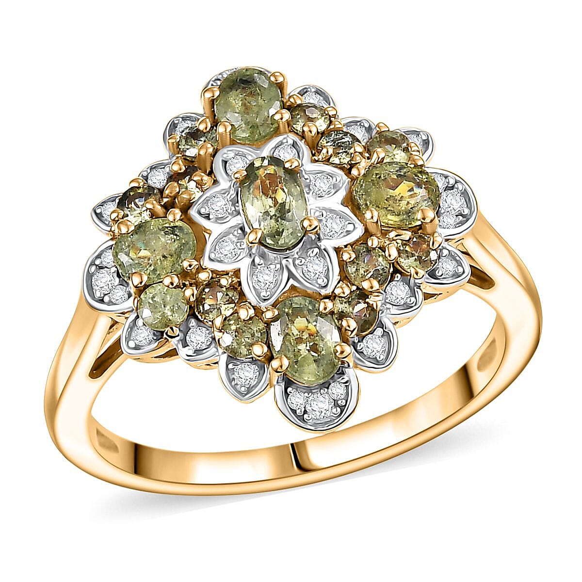 D'Joy Premium Ambanja Demantoid Garnet, Moissanite Ring in 18K Vermeil YG Over Sterling Silver (Size 10.0) 2.10 ctw image number 0