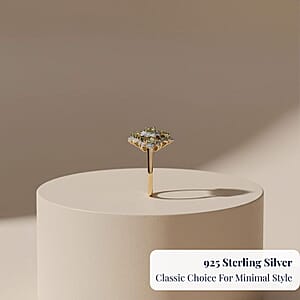 D'Joy Premium Ambanja Demantoid Garnet and Moissanite 2.10 ctw Verdant Empress Ring in 18K Vermeil Yellow Gold Over Sterling Silver (Size 10.0)