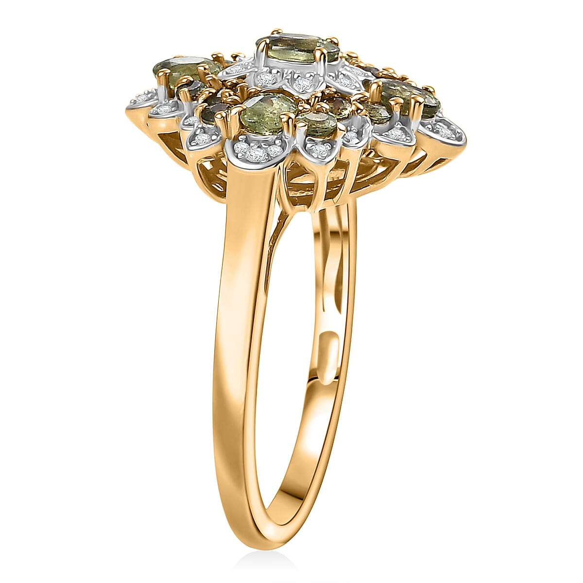 D'Joy Premium Ambanja Demantoid Garnet and Moissanite 2.10 ctw Verdant Empress Ring in 18K Vermeil Yellow Gold Over Sterling Silver (Size 7.0) image number 3