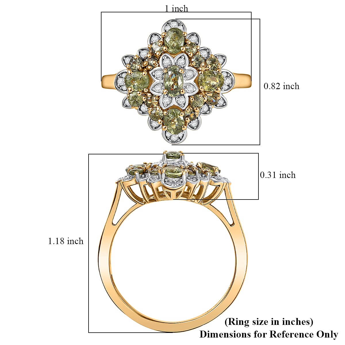D'Joy Premium Ambanja Demantoid Garnet and Moissanite 2.10 ctw Verdant Empress Ring in 18K Vermeil Yellow Gold Over Sterling Silver (Size 7.0) image number 5