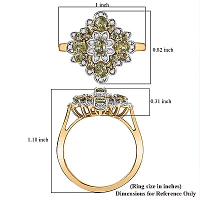 D'Joy Premium Ambanja Demantoid Garnet and Moissanite 2.10 ctw Verdant Empress Ring in 18K Vermeil Yellow Gold Over Sterling Silver (Size 7.0)