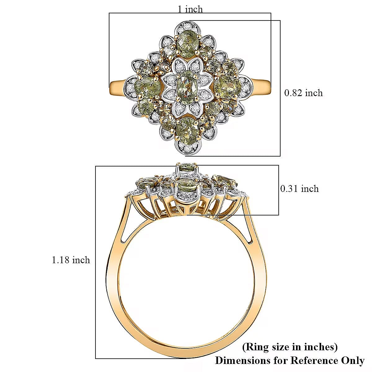 D'Joy Premium Ambanja Demantoid Garnet and Moissanite 2.10 ctw Verdant Empress Ring in 18K Vermeil Yellow Gold Over Sterling Silver (Size 8.0) image number 6