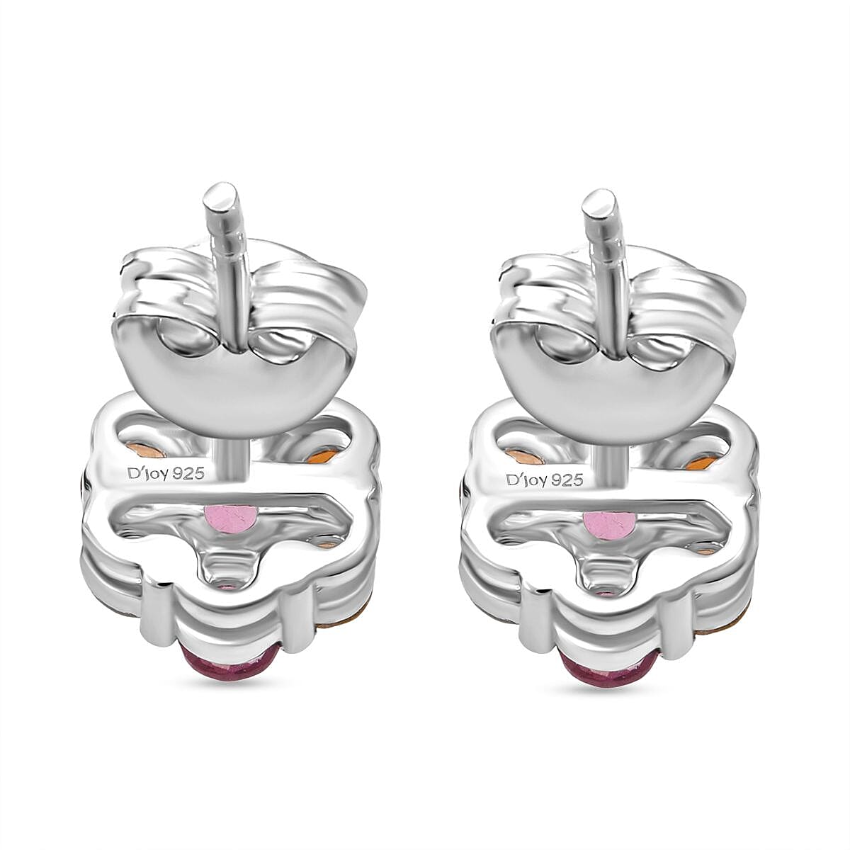 D'Joy Multi-Tourmaline 1.00 ctw Stud Earrings in Rhodium OverSterling Silver image number 4