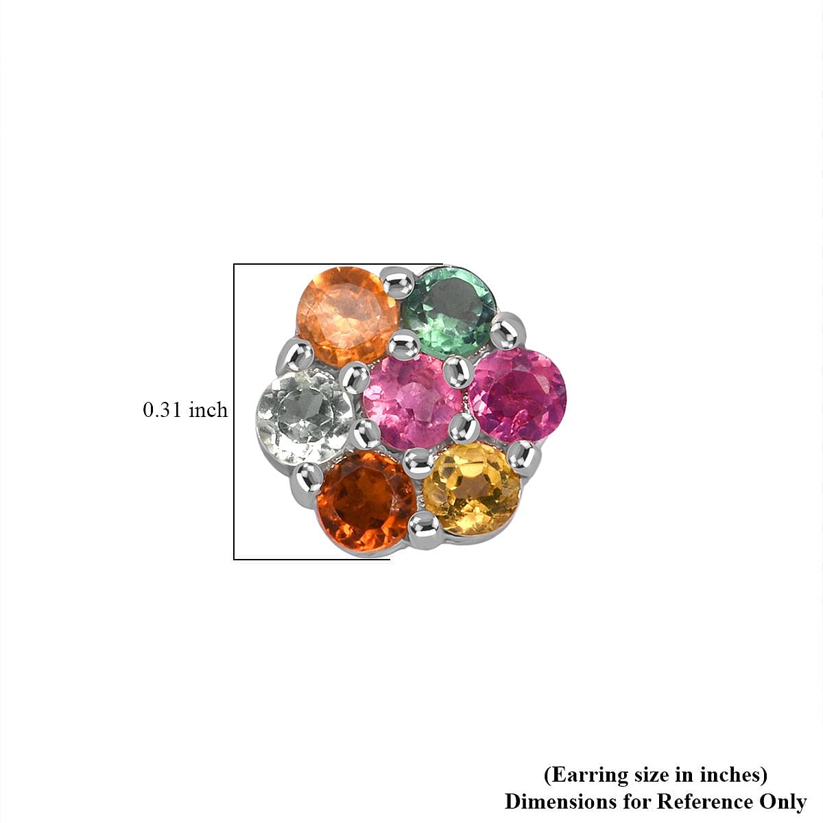 D'Joy Multi-Tourmaline 1.00 ctw Stud Earrings in Rhodium OverSterling Silver image number 5