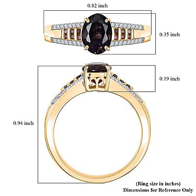 Luxoro AAA Royal Lavender Spinel, Purple Diamond and I2 Diamond 1.60 ctw Imperial Violet Ring in 10K Yellow Gold (Size 11.0)