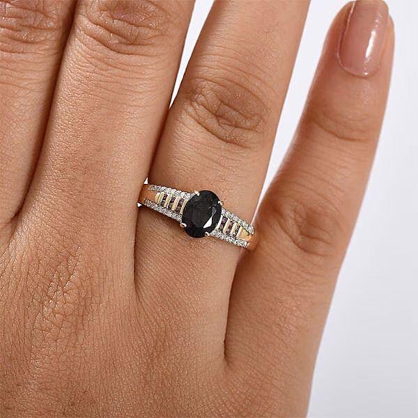 Luxoro 10K Yellow Gold AAA Royal Lavender Spinel, Purple Diamond (IR) and Diamond (I2) Ring (Size 10.0) 1.60 ctw