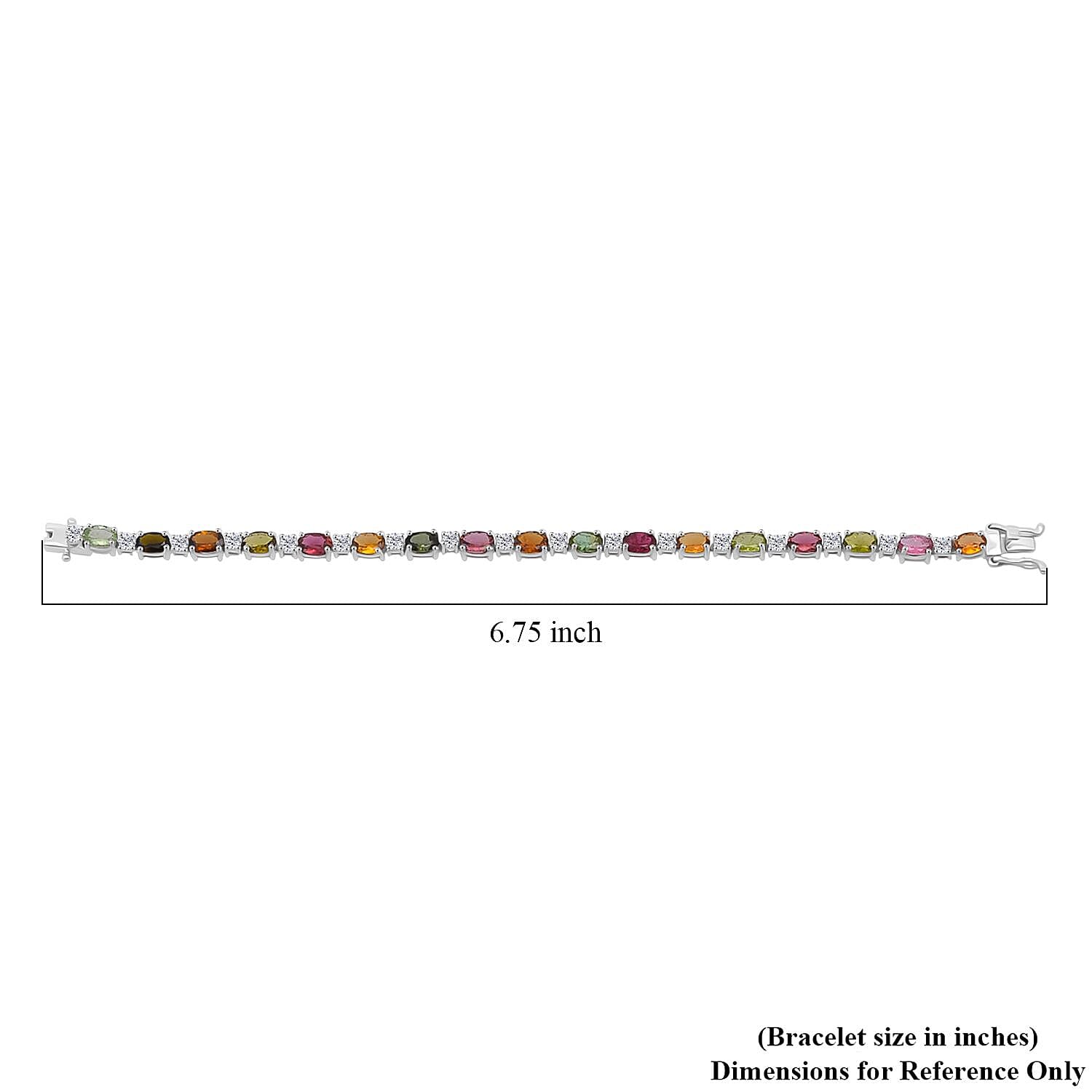 D'Joy Premium Multi-Tourmaline and Moissanite 9.15 ctw Bracelet in Rhodium Over Sterling Silver (6.50 In)
