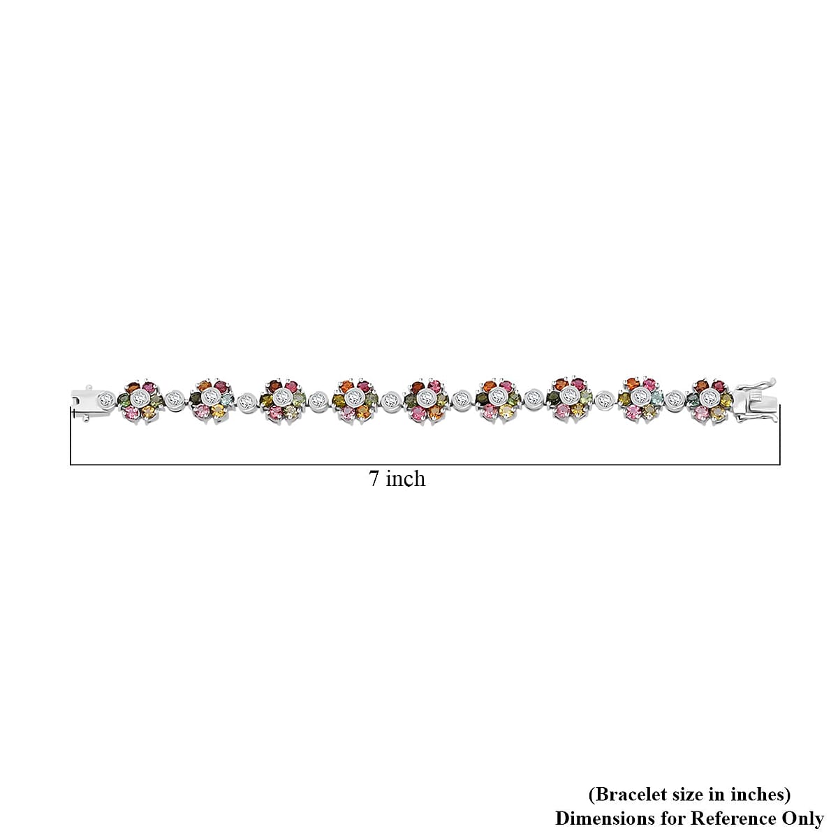 D'Joy Premium Multi-Tourmaline and Moissanite 13.25 ctw Bracelet in Rhodium Over Sterling Silver (6.50 In) image number 4