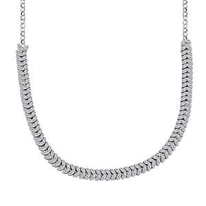 D'Joy Diamond 3.00 ctw Frozen Leaf Necklace in Rhodium Over Sterling Silver 18-20 Inches
