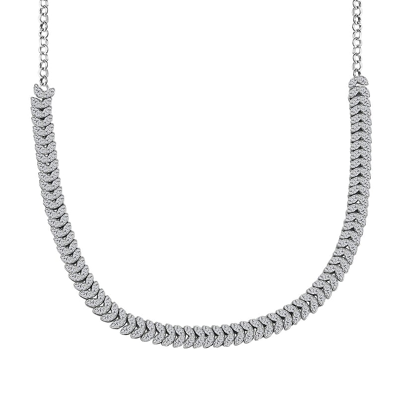 D'Joy Diamond 3.00 ctw Frozen Leaf Necklace in Rhodium Over Sterling Silver 18-20 Inches