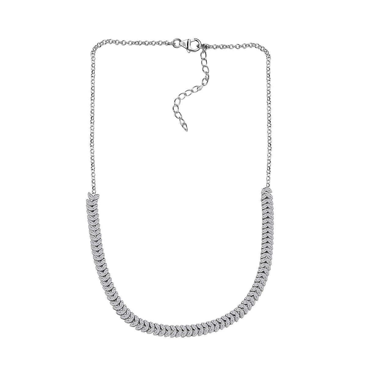 D'Joy Diamond 3.00 ctw Frozen Leaf Necklace in Rhodium Over Sterling Silver 18-20 Inches image number 3