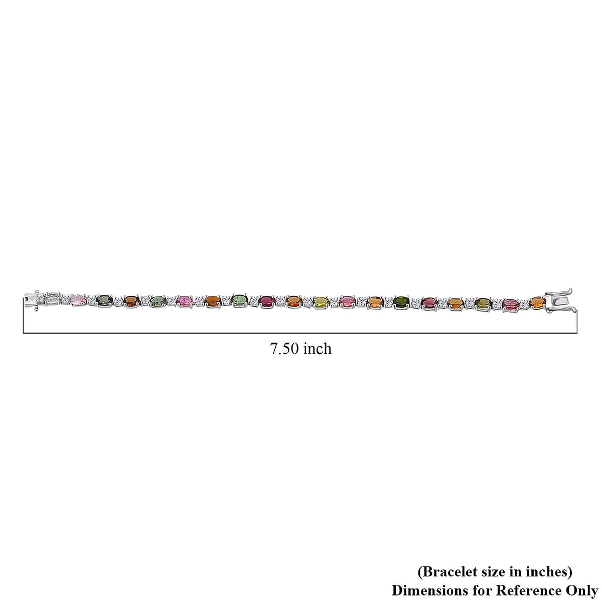 D'Joy Premium Multi-Tourmaline and Moissanite 10.25 ctw Bracelet in Rhodium Over Sterling Silver (7.25 In) image number 4