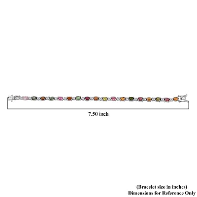 D'Joy Premium Multi-Tourmaline and Moissanite 10.25 ctw Bracelet in Rhodium Over Sterling Silver (7.25 In)