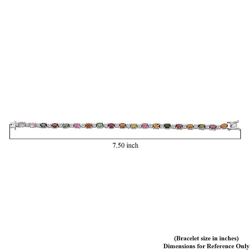 D'Joy Premium Multi-Tourmaline and Moissanite 10.25 ctw Bracelet in Rhodium Over Sterling Silver (7.25 In)