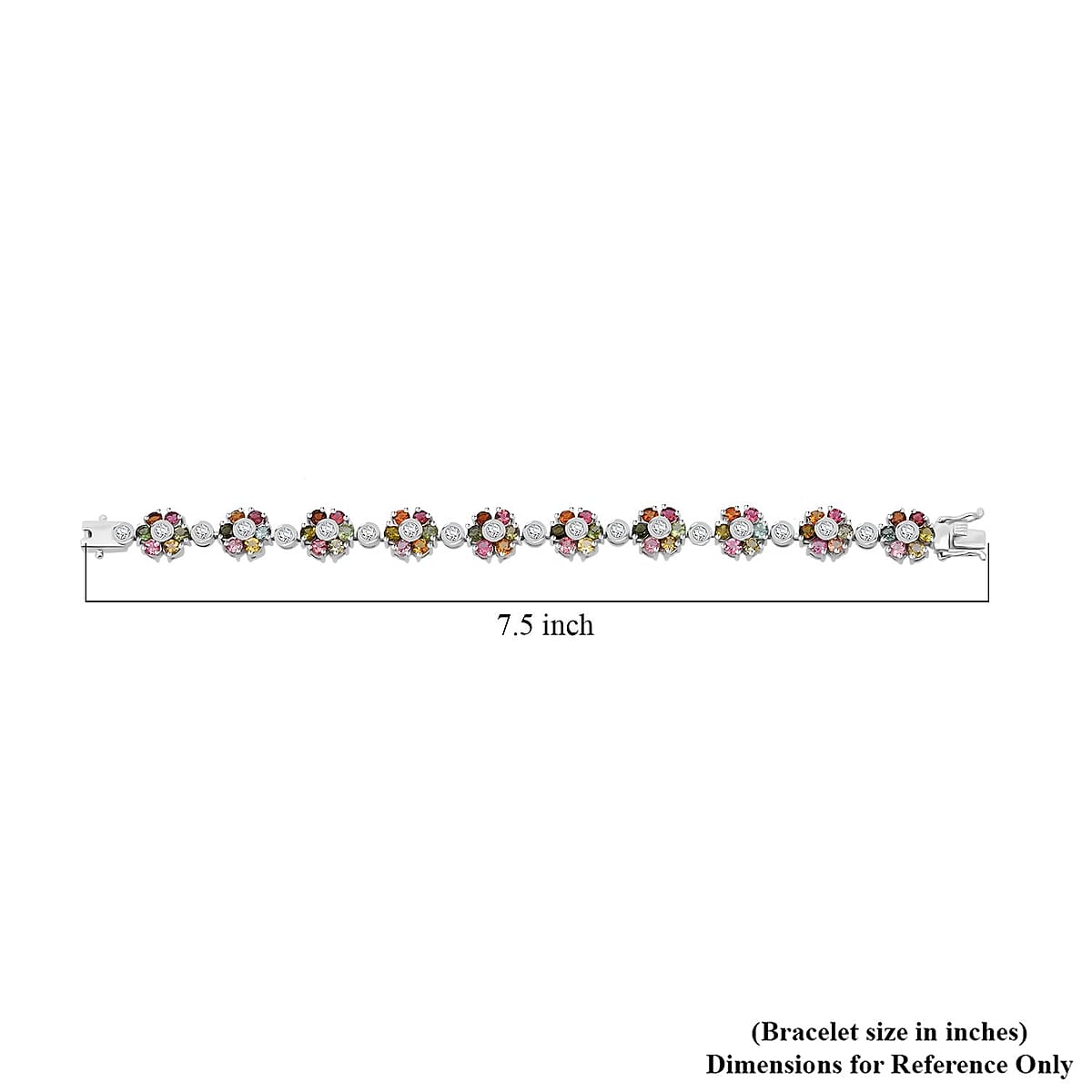 D'Joy Premium Multi-Tourmaline and Moissanite 14.70 ctw Bracelet in Rhodium Over Sterling Silver (7.25 In) image number 4