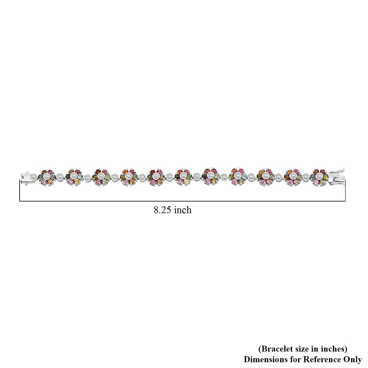 D'Joy Premium Multi-Tourmaline and Moissanite 16.15 ctw Bracelet in Rhodium Over Sterling Silver (8.00 In) image number 2