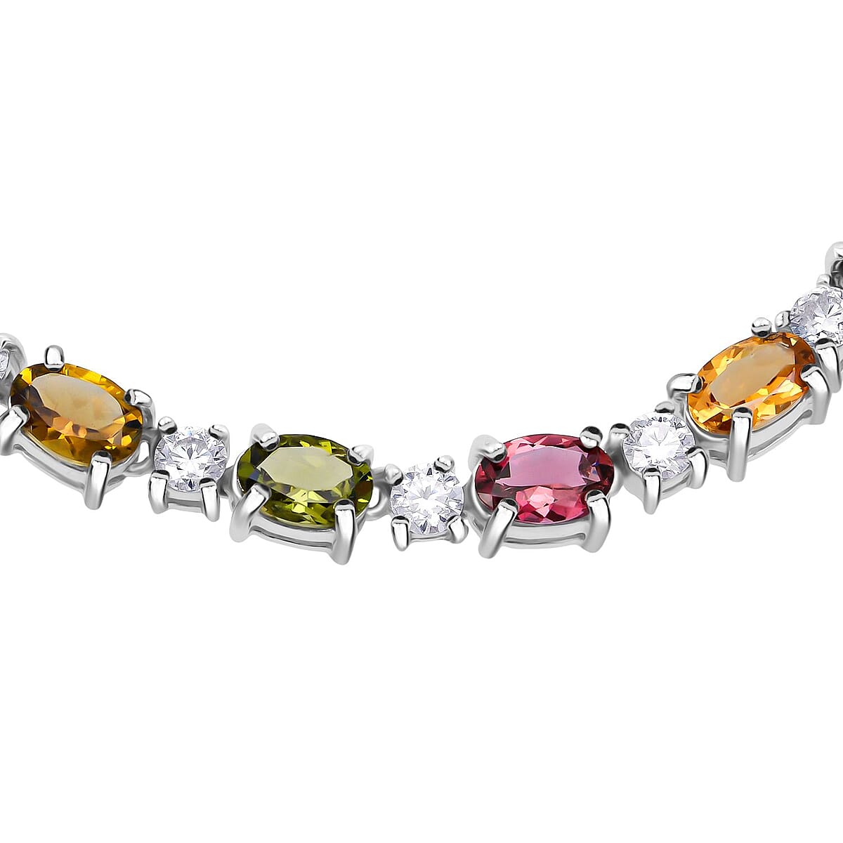 D'Joy Multi-Tourmaline and Moissanite 12.50 ctw Necklace in Rhodium Over Sterling Silver 18 Inches image number 3