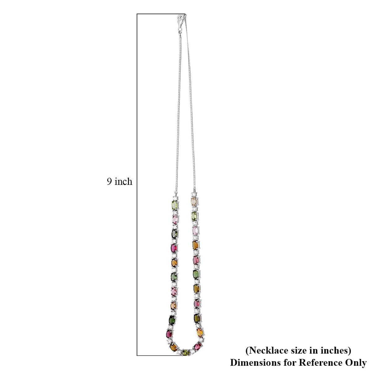 D'Joy Multi-Tourmaline and Moissanite 12.50 ctw Necklace in Rhodium Over Sterling Silver 18 Inches image number 5