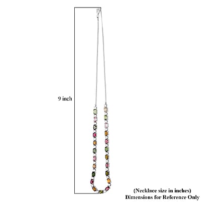 D'Joy Premium Multi-Tourmaline and Moissanite 12.50 ctw Floral Necklace in Rhodium Over Sterling Silver 18 Inches