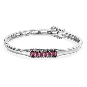 EverTrue Orissa Rhodolite Garnet 2.15 ctw Bangle Bracelet in Stainless Steel (6.50 In)