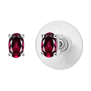 D'Joy Orissa Rhodolite Garnet 1.10 ctw Stud Earrings in Platinum Over Sterling Silver