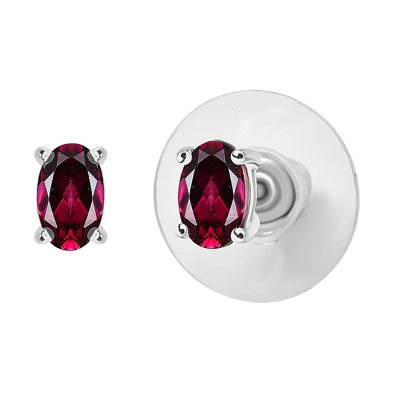 D'Joy Orissa Rhodolite Garnet 1.10 ctw Stud Earrings in Platinum Over Sterling Silver